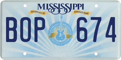 MS license plate BOP674