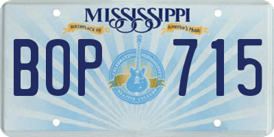 MS license plate BOP715
