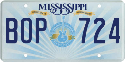 MS license plate BOP724