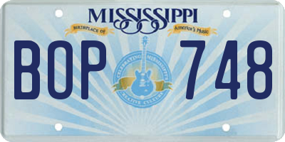 MS license plate BOP748