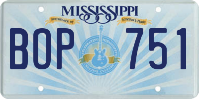 MS license plate BOP751