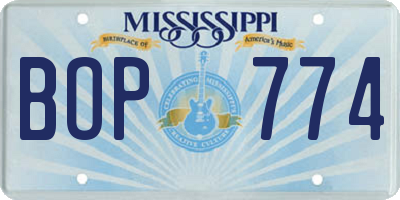 MS license plate BOP774