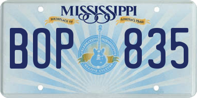 MS license plate BOP835