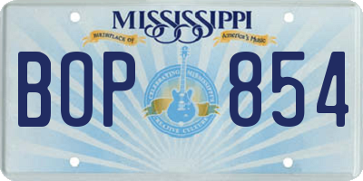 MS license plate BOP854