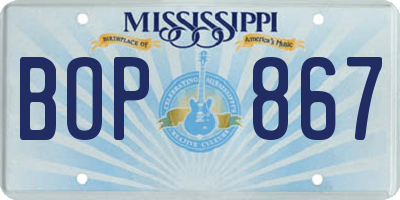 MS license plate BOP867