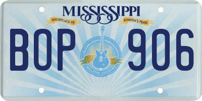 MS license plate BOP906