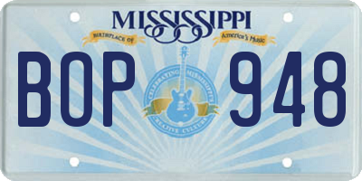 MS license plate BOP948