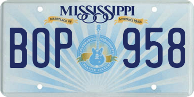 MS license plate BOP958
