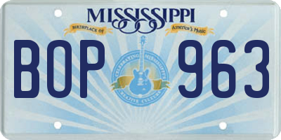 MS license plate BOP963