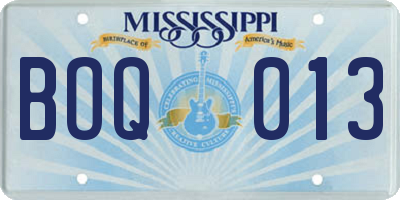 MS license plate BOQ013
