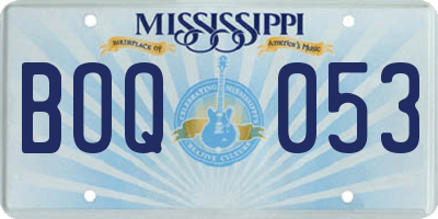 MS license plate BOQ053