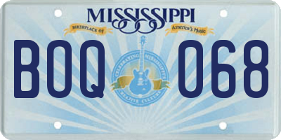 MS license plate BOQ068