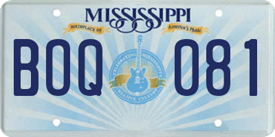 MS license plate BOQ081