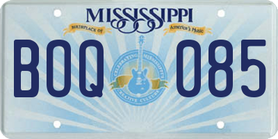 MS license plate BOQ085