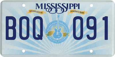 MS license plate BOQ091