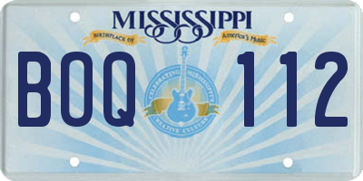 MS license plate BOQ112