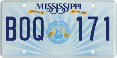 MS license plate BOQ171