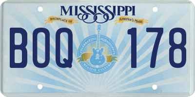 MS license plate BOQ178