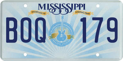 MS license plate BOQ179