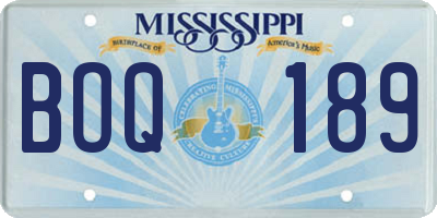 MS license plate BOQ189