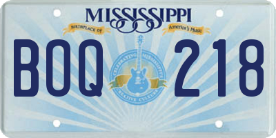 MS license plate BOQ218