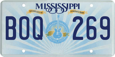 MS license plate BOQ269