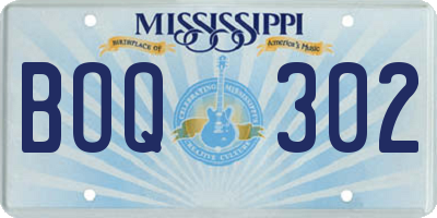 MS license plate BOQ302