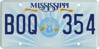 MS license plate BOQ354