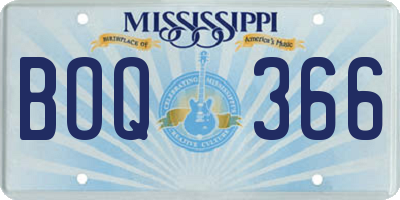 MS license plate BOQ366