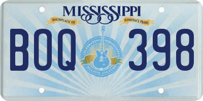MS license plate BOQ398