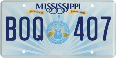 MS license plate BOQ407