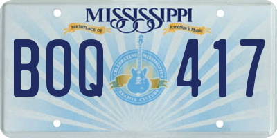 MS license plate BOQ417