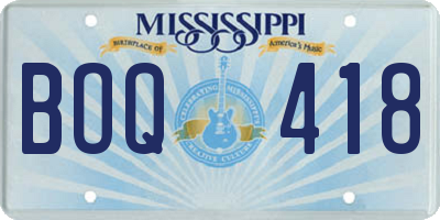 MS license plate BOQ418
