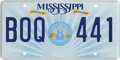 MS license plate BOQ441