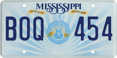 MS license plate BOQ454