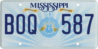 MS license plate BOQ587
