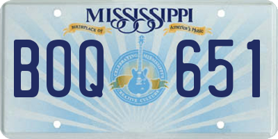 MS license plate BOQ651