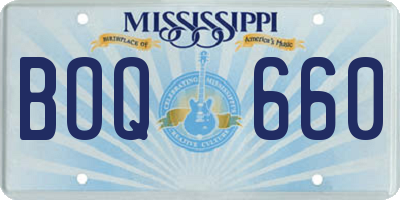 MS license plate BOQ660