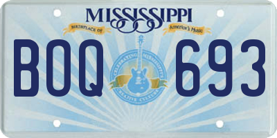 MS license plate BOQ693
