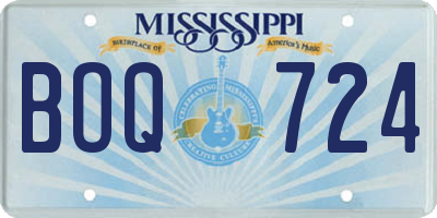 MS license plate BOQ724