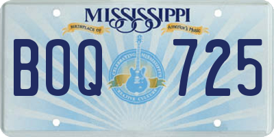 MS license plate BOQ725