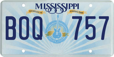 MS license plate BOQ757
