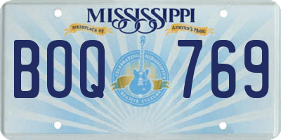 MS license plate BOQ769