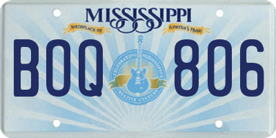 MS license plate BOQ806