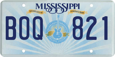 MS license plate BOQ821
