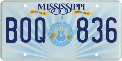 MS license plate BOQ836