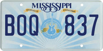 MS license plate BOQ837