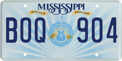 MS license plate BOQ904