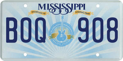 MS license plate BOQ908