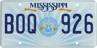 MS license plate BOQ926